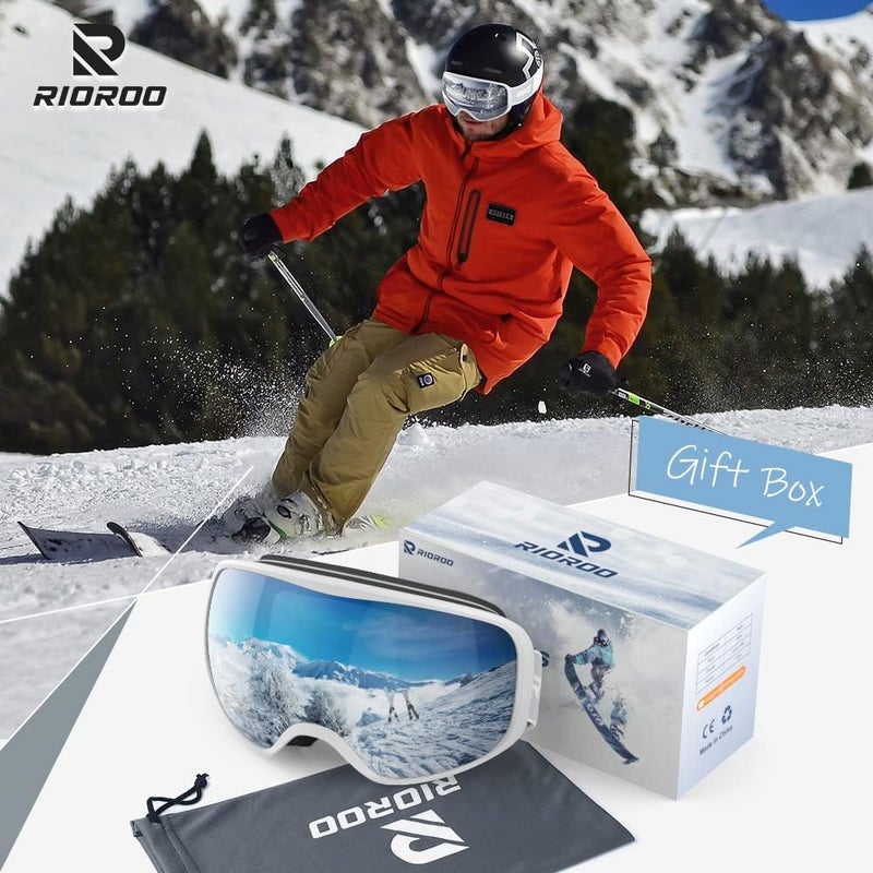 RIOROO Ski Goggles Snowboard Goggles for Men Women Adults Youth,Over Glasses OTG/100% UV Protection/Anti-fog/Wide Vision - Image 2